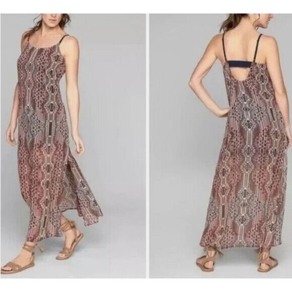 Athleta Jetty El Morro Size M Geometric Aztec Boho Beach Lined Maxi Dress - Picture 1 of 9
